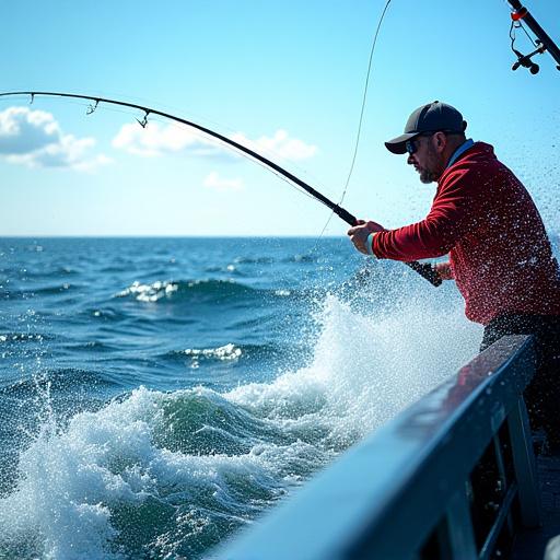 거친 파도 위에서 대어를 노리는 선상 지깅 낚시